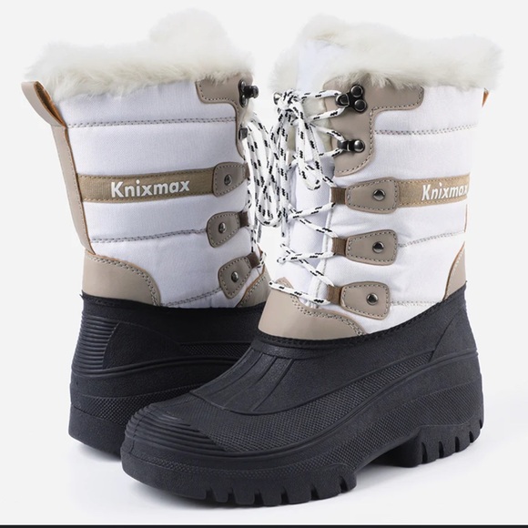 Knixmax Women's Winter White Snow Waterproof Boots Size 41 US 10 - Picture 1 of 12